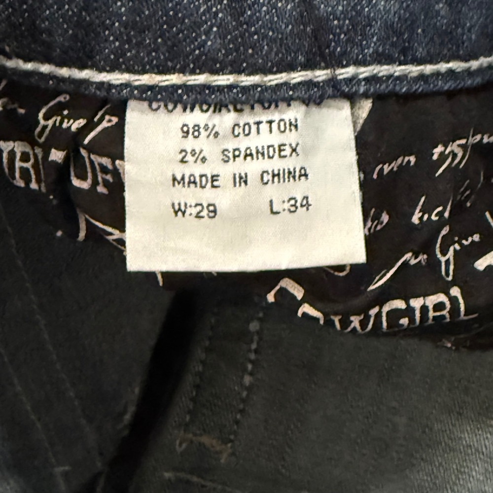 Roses and Truth Blue Denim‎ Jeans Cross Floral Embroidered Distressed Flare 29 - Picture 6 of 8